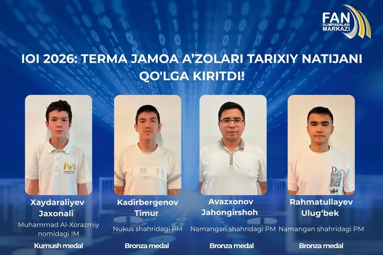 Uzbekistan takes four medals at IOI 2026 as every team member reaches the podium